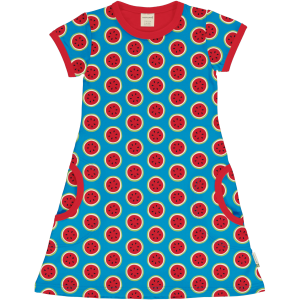 maxomorra Kurzarm Kleid mit Wassermelonen Dress Watermelon blau Gr. 98/104
