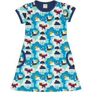 maxomorra Kurzarm Kleid mit Himmmel Motiv Dress SKY