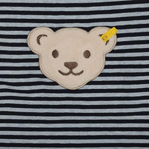 Steiff Langarmshirt mit Quietsche Bär Navy-Grau geringelt