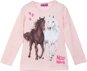 Miss Melody Langarmshirt mit 2 Pferden 76016  in rosa