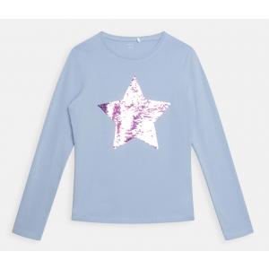 name it Langarmshirt mit Wende Wechsel Wisch Stern nkfTILASTAR hellblau