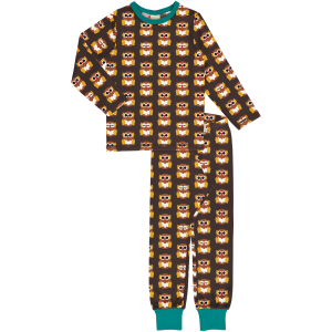 maxomorra nachhaltiger Schlafanzug mit Eulen Pyjama Nordic OWL