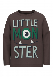 name it Jungen Langarm Shirt Monster nmmVUX Seal Brown