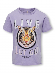 ONLY Kids Mädchen T-Shirt Kurzarm kogLUCY Tiger Lila