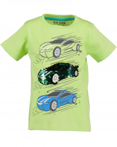 Blue Seven Kurzarm Shirt mit Wechsel Motiv Auto in grün Gr. 92