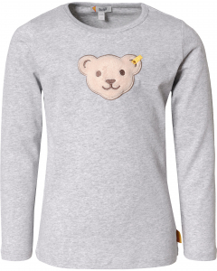 Steiff Langarmshirt mit Quietsche Bär hellgrau meliert 9007 Gr. 122