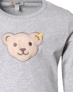 Steiff Langarmshirt mit Quietsche Bär hellgrau meliert 9007