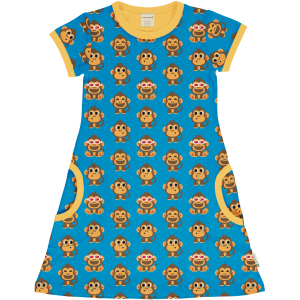 maxomorra Kurzarm Kleid mit vielen Affen Dress Party Monkey