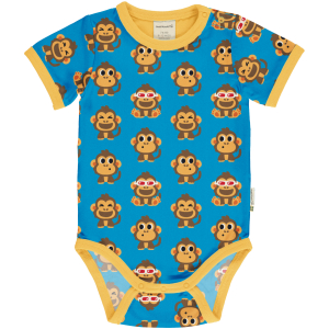 maxomorra Baby Kurzarm Body Party Monkey