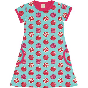 maxomorra Kurzarm Kleid mit vielen Lollis Dress Party Lollipop Gr. 98/104