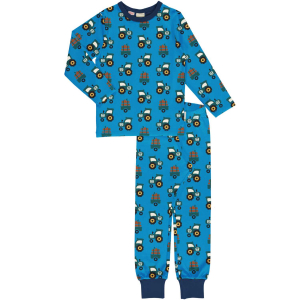 maxomorra Schlafanzug GOTS Pyjama TRACTOR in blau