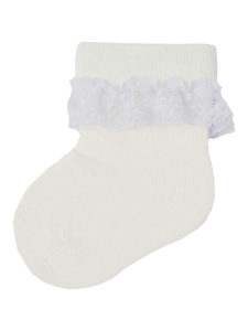 NAME IT festliche Babysocken mit Rüschchen nbfOPAGNA wollweiß