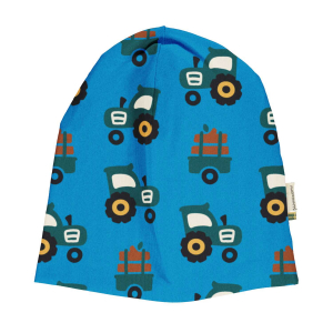 maxomorra Beanie Mütze Hat Sweat TRACTOR in blau