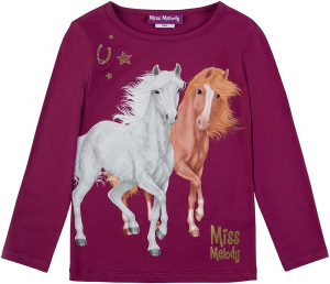 Miss Melody Langarmshirt mit zwei Pferden 76043 in purpur