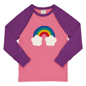 maxomorra Langarmshirt mit Regenbogen Top LS Raglan Rainbow in rosa