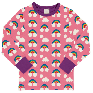 maxomorra Langarmshirt mit vielen Regenbögen Top LS Rainbow in rosa