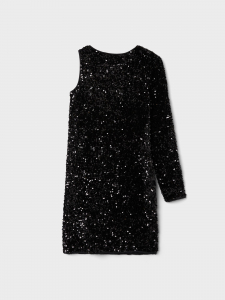 name it glamouröses Pailletten Kleid One Shoulder nlfGLAM Black