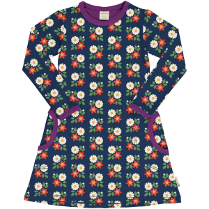 maxomorra Langarmkleid Blumen GOTS Dress FLOWER