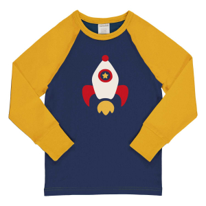 maxomorra Kinder Langarmshirt Raumschiff Top LS Raglan ROCKET