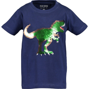 Blue Seven Kinder Shirt Kurzarm mit Wechsel Pailletten Dino dunkelblau 222 Gr. 92