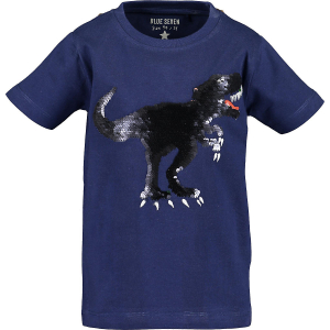 Blue Seven Kinder Shirt Kurzarm mit Wechsel Pailletten Dino dunkelblau 222 Gr. 92