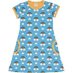 maxomorra Kurzarm Kleid mit Regenbögen Dress RAINBOW in blau