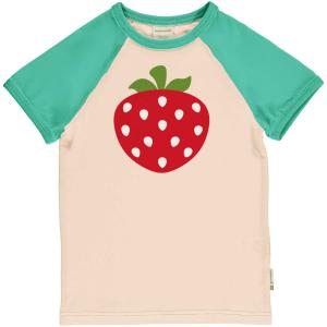 maxomorra Kurzarm Shirt mit Erdbeere Top Raglan Strawberry