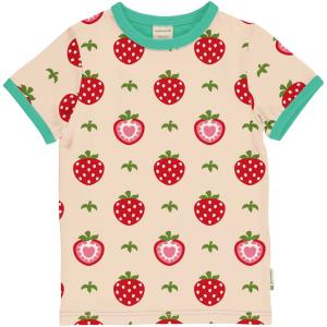maxomorra Kurzarm Shirt mit vielen Erdbeeren Top Strawberry