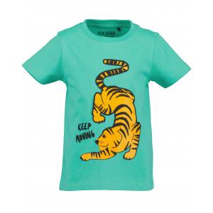 BLUE SEVEN Kurzarm Shirt in grün mit Tiger