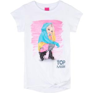 Top Model Kurzarm T-Shirt mit Knoten mit June 75015 in weiß