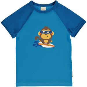 maxomorra Kurzarm Shirt Affe Top LS Raglan Monkey in hellblau