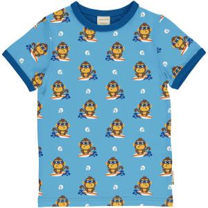 maxomorra Kurzarm Shirt mit vielen Affen Top LS Monkey in hellblau