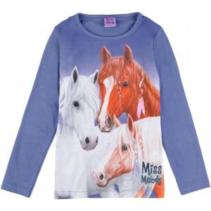 Miss Melody Langarmshirt mit drei Pferden 76053 in blau